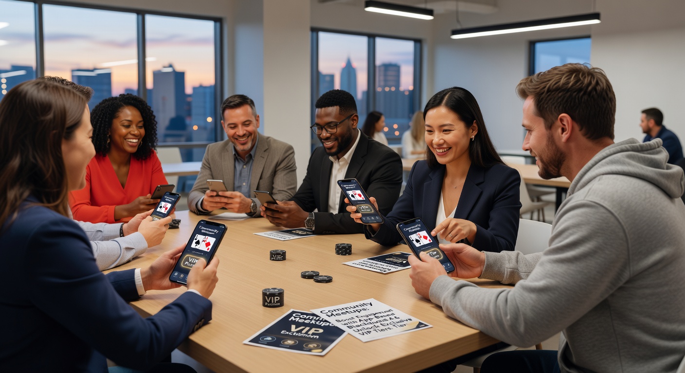VIP-Tier Mitglieder bei einem App-basierten Blackjack Turnier während eines Community Meetups