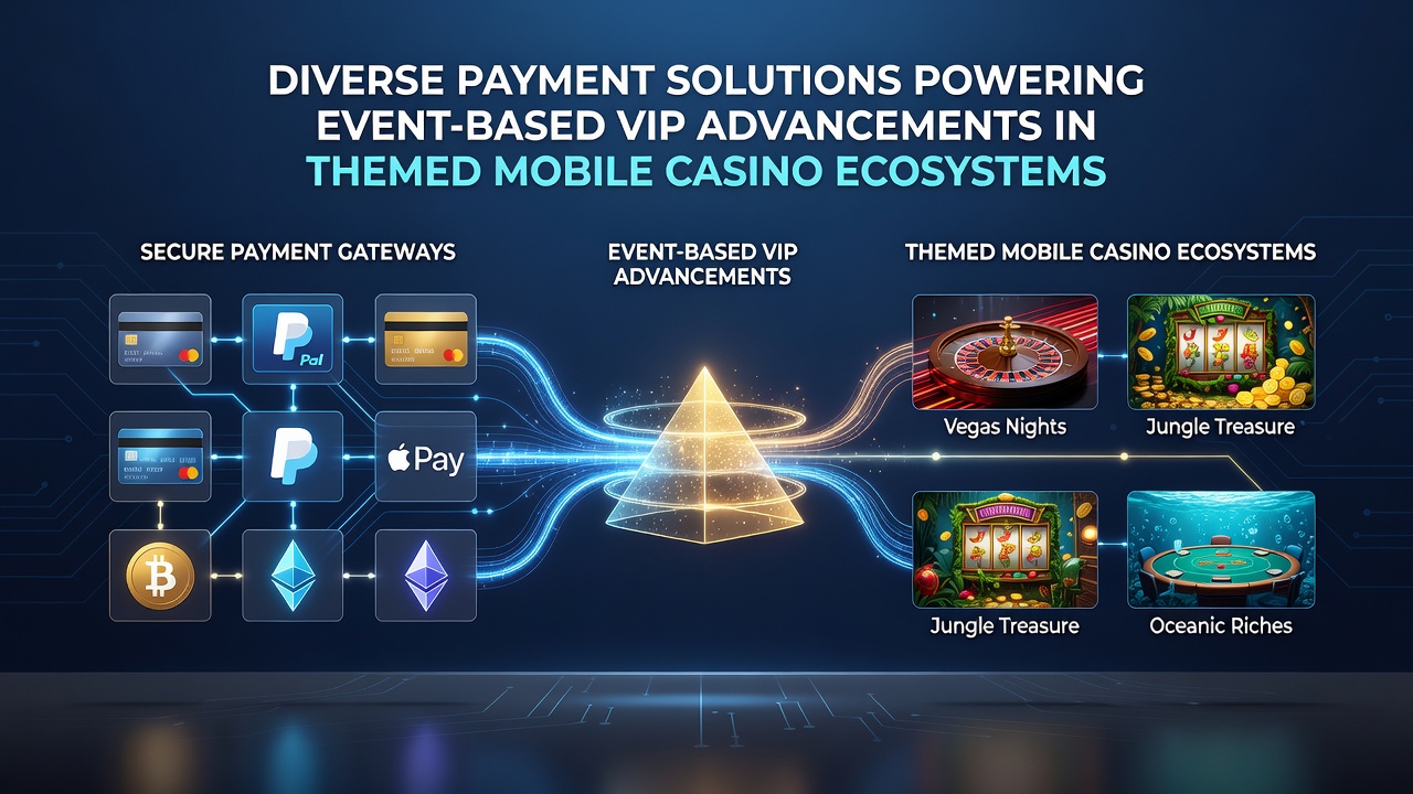 Beispielhafte Darstellung thematisierter mobiler Casino-Interfaces mit integrierten Zahlungs- und VIP-Funktionen
